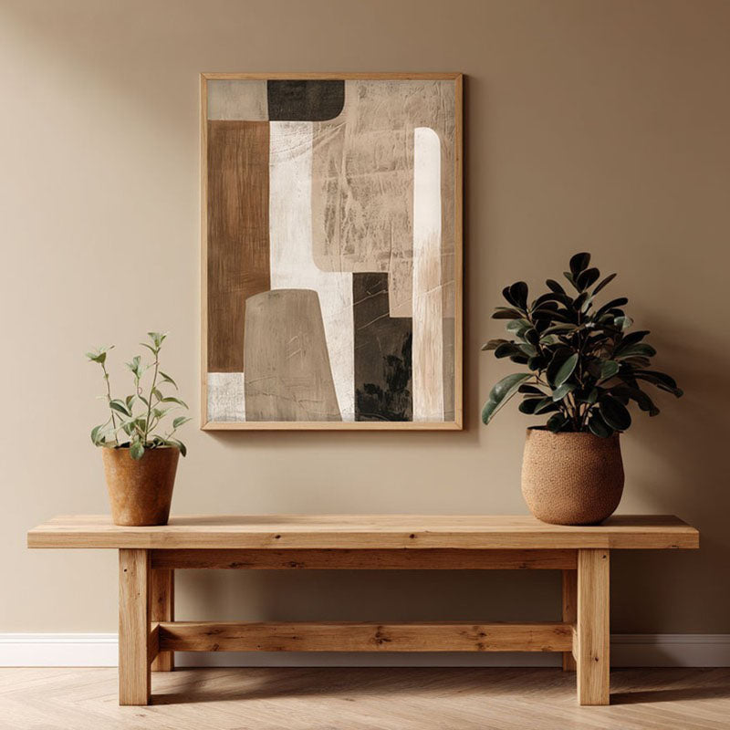 Cinnamon Sands Framed Canvas Archival Canvas Wall Painting - Natural Brown Frame