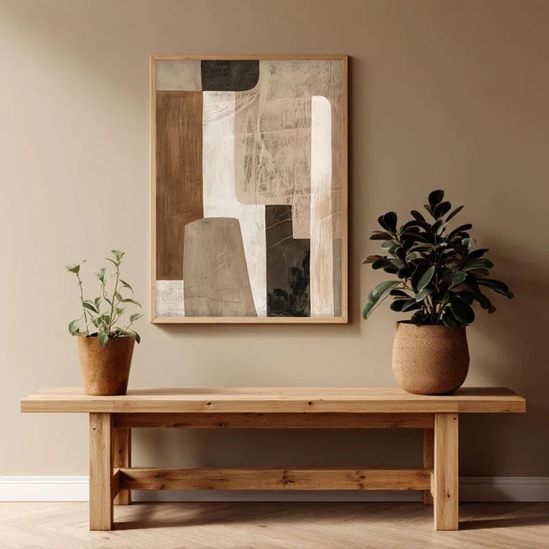 Cinnamon Sands Framed Canvas Archival Canvas Wall Painting - Natural Brown Frame media 1