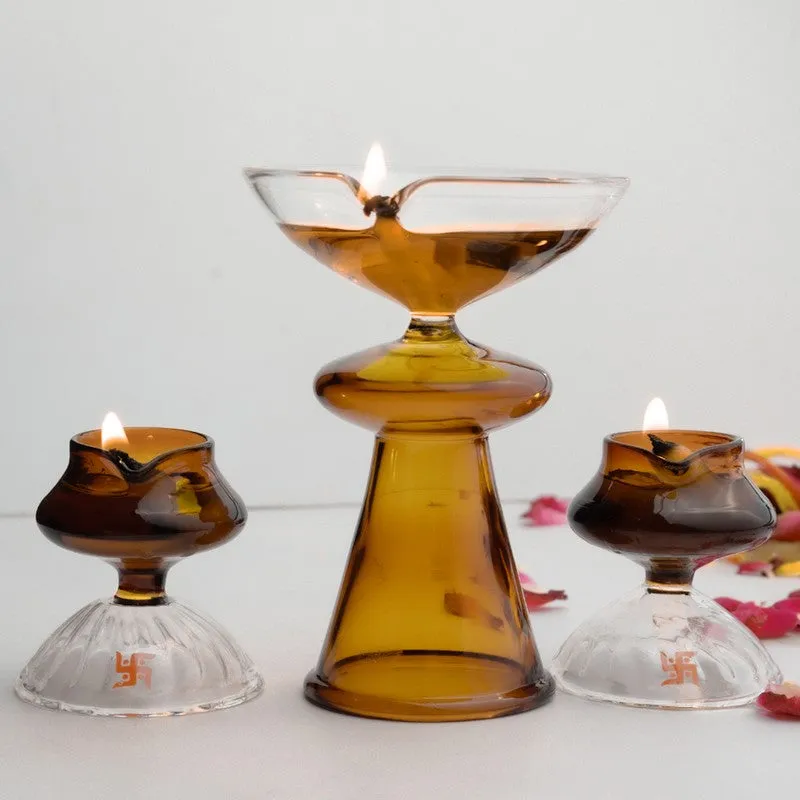 GlowKriti Ethnic Decorative Diya -3 Piece Set media 3