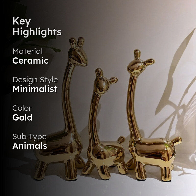 Safari Elegance Ceramics Giraffe Showpiece - Set Of Three media 2