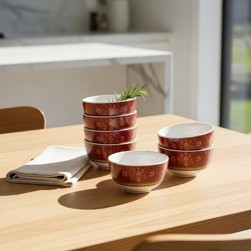 Ornamental Melamine Snack Bowls (140 mL Each) - Set of Six - 140 mL