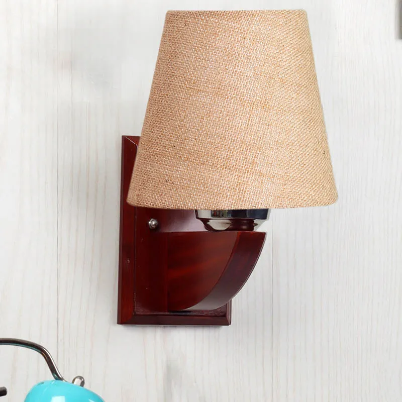 Sandy Serene Conical Wooden Wall Lamp media 3
