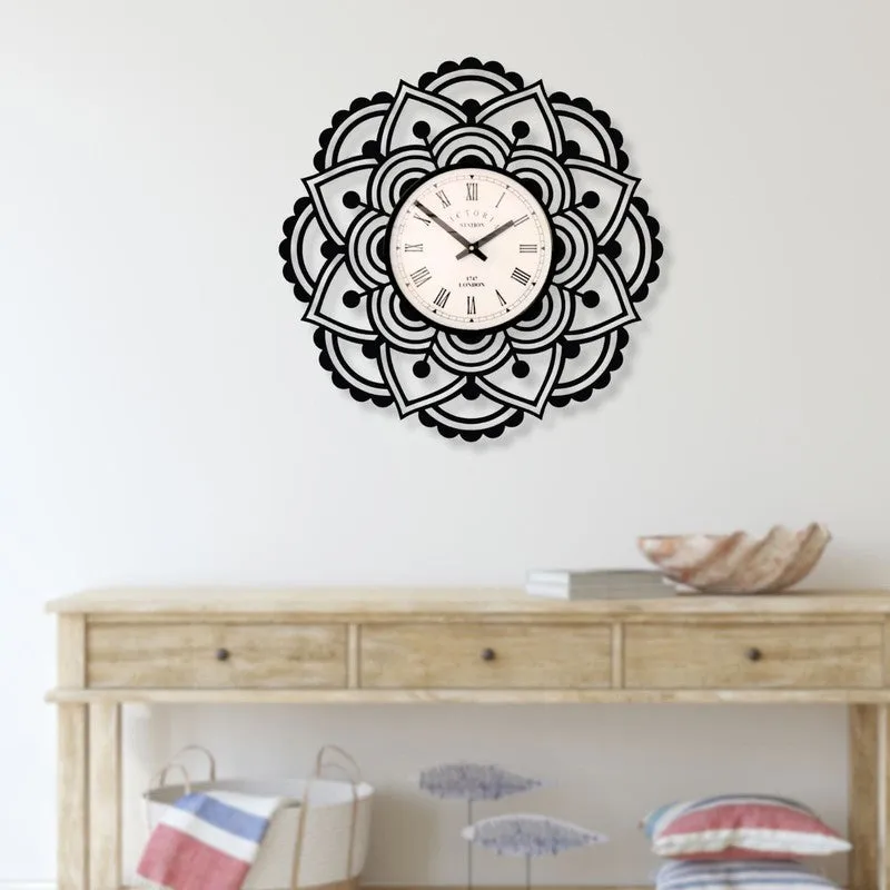 Ornaflora Steel Analog Wall Clock - Black media 3