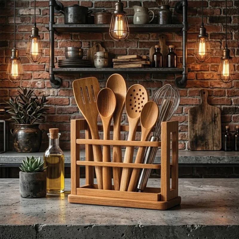 Aura Serve MDF Rustic Cutlery Stand media 5
