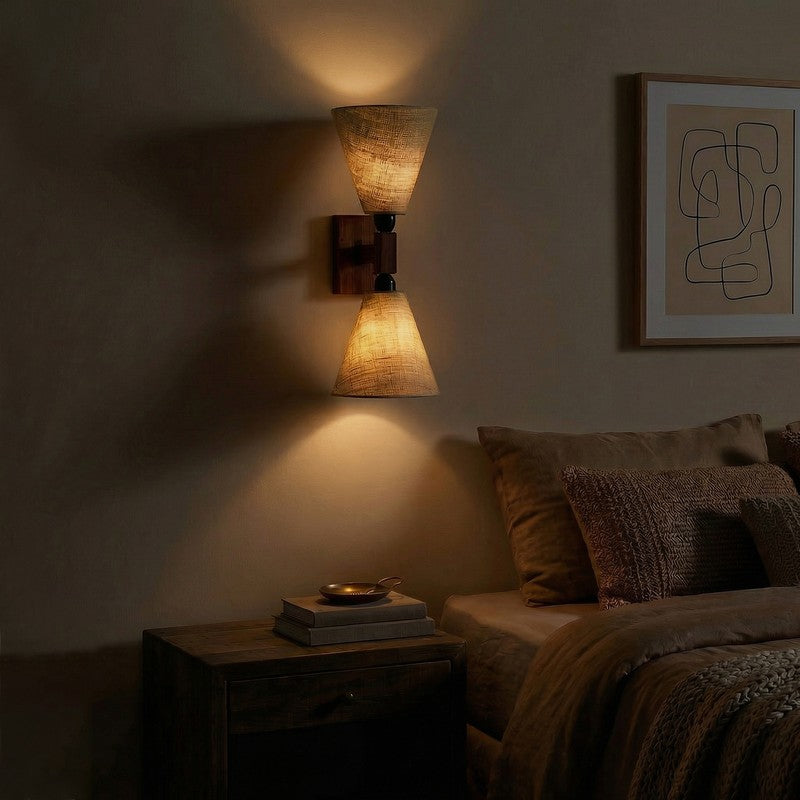 TwinBeam Wooden Wall Lamp - Brown media 4