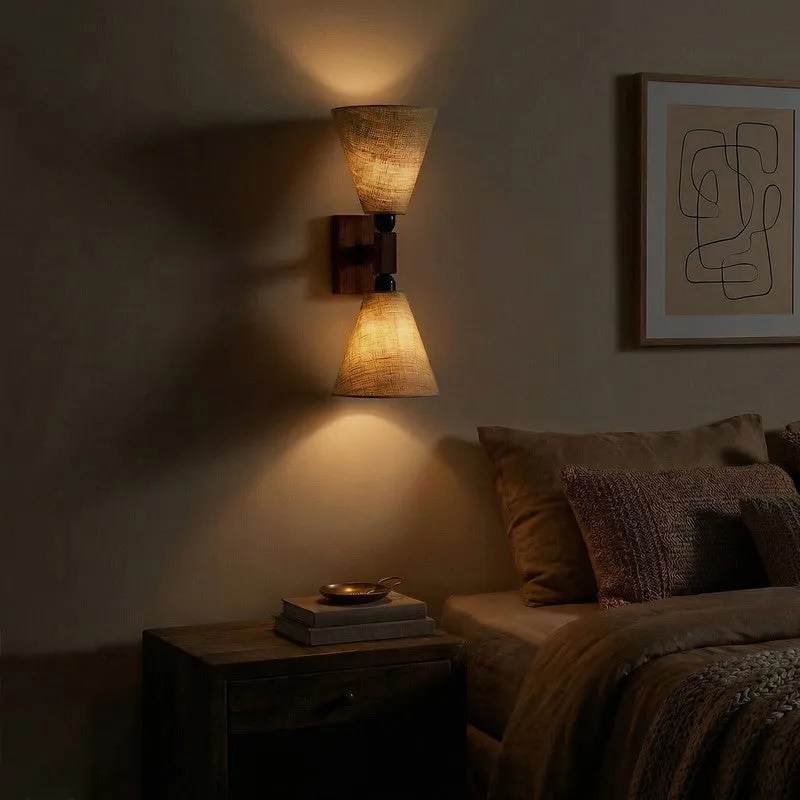 TwinBeam Wooden Wall Lamp - Brown media 4