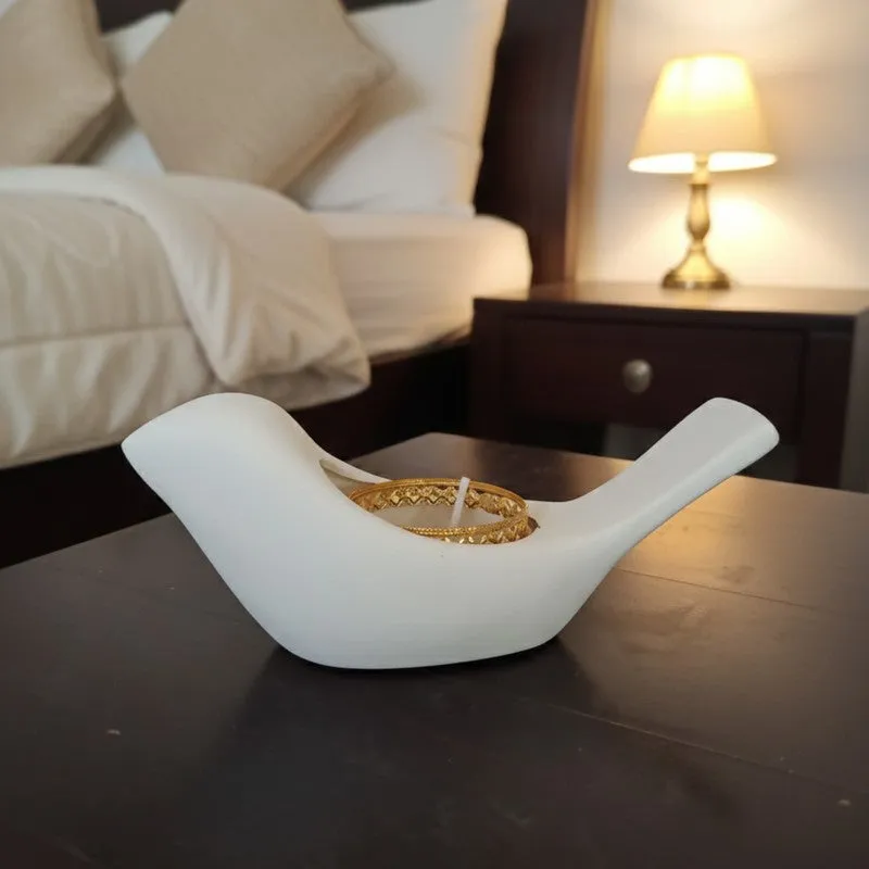 Bird Resin Tea Light Candle Holder - White media 6