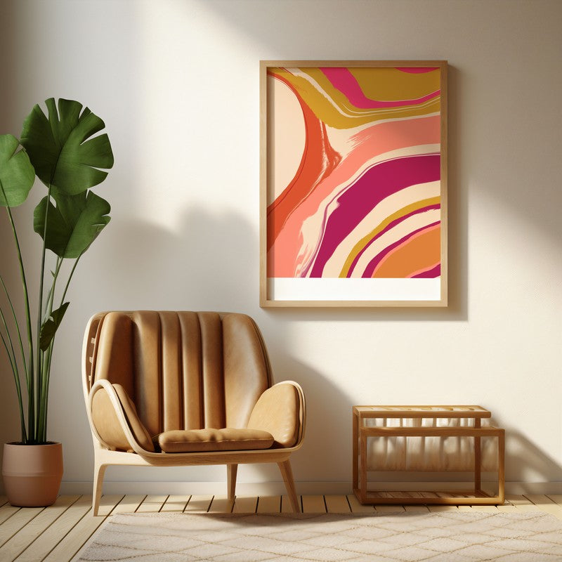 Sunshine Serenade Archival Canvas Wall Art - Natural Brown Frame