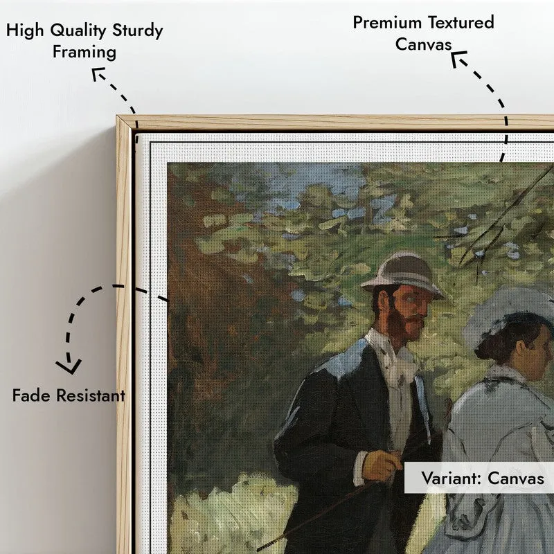 Bazille and Camille, 1865 - Claude Monet Archival Canvas Wall Art - Natural Brown Frame media 6