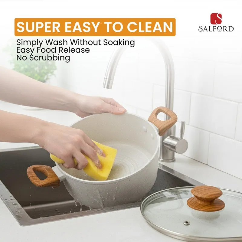Salford Forged Non Stick Casserole with Glass Lid (White Spatter) - 4400 mL media 8