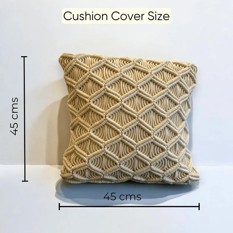 Loom & Light Macrame Textured Cotton Cushion Cover - Set Of Five media 5