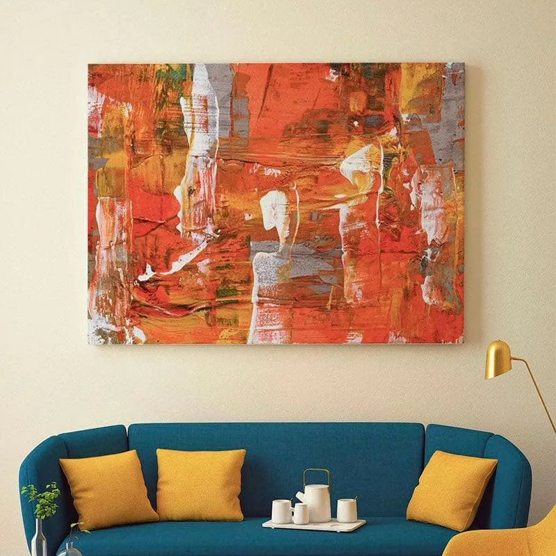 Tangerine Abstract Canvas Wall Painting - Gallery Wrap media 1