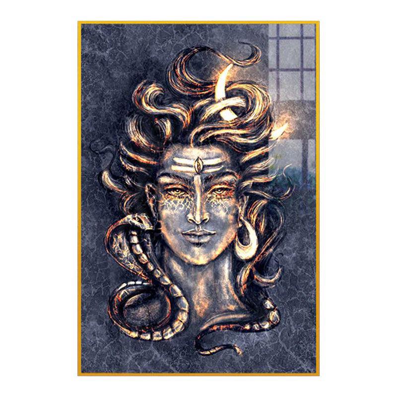 Suvarna Mahadeva Spiritual Canvas Wall Art With Frame - Gold media 3