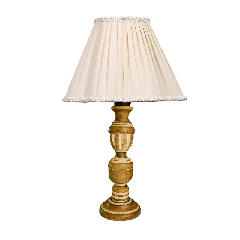 Zenrae Pleat Wooden Table Lamp - OffWhite,Brown media 5