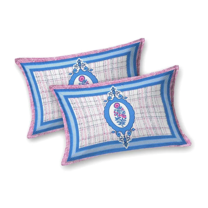 Royalza Cotton Bedsheet (Blue,Pink) - 240 TC media 4