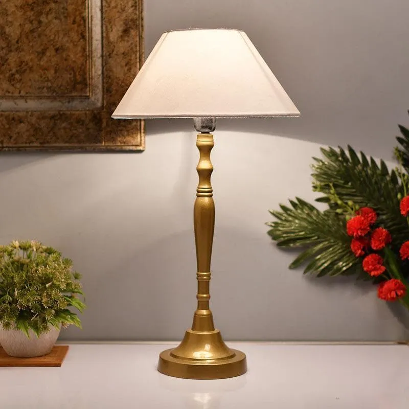 Imperial Gold Fabric Table Lamp With Conical Shade - Gold,White media 1