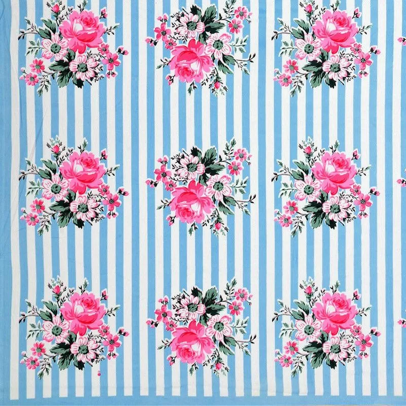 Oliver Floral Cotton Bedsheet (Blue) - 180 TC media 4