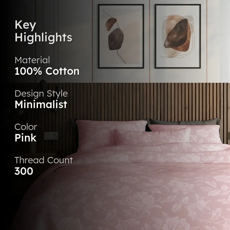 Blooming Rose Jacquard Duvet Cover - Cameo Rose media 2