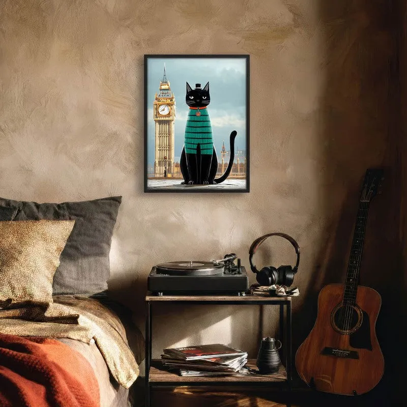 Black Cat Journey Wall Painting With Frame media 7