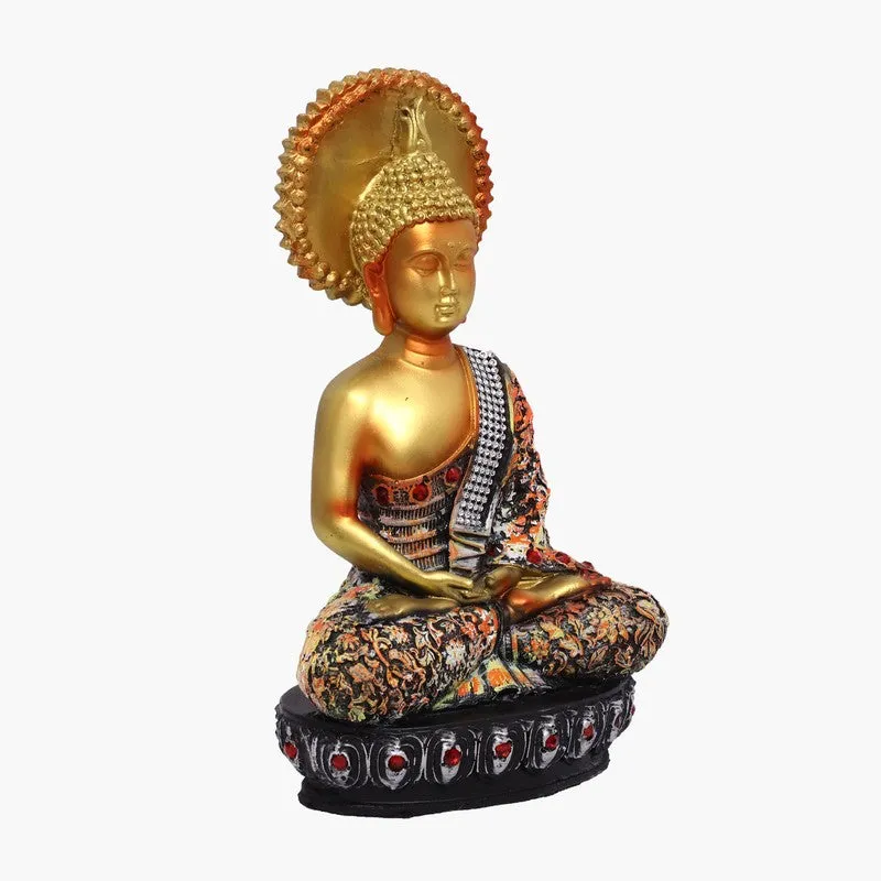 Sovereign Lotus Buddha Polyresin Idol (7 inches) - Gold media 3