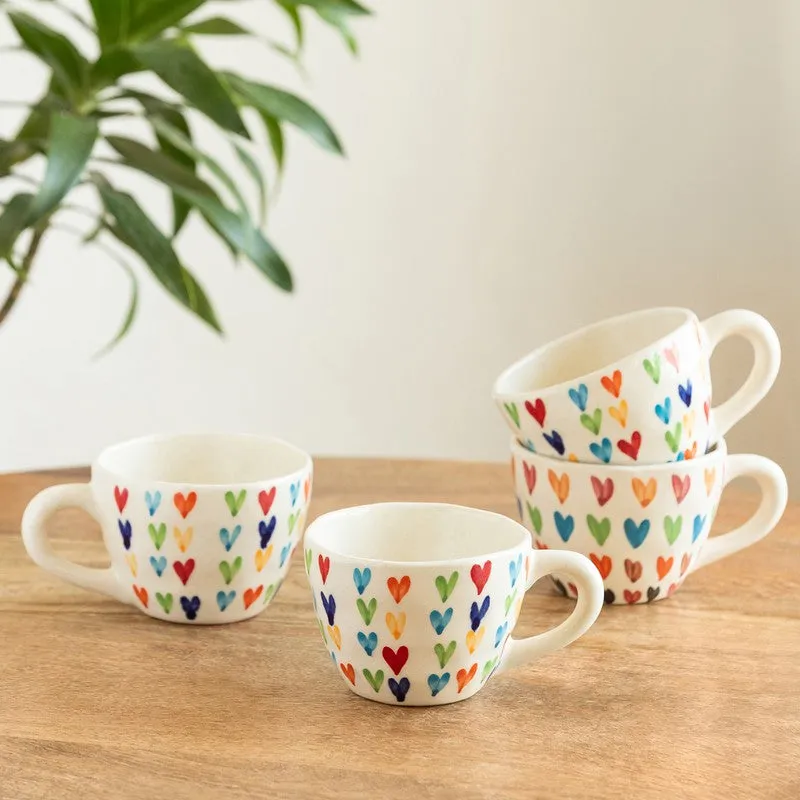 Colourfull Ceramic Coffee Mug (270 mL Each) - Set Of Four media 1