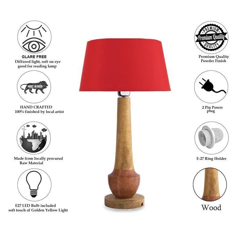 Classic Cubist Fabric Table Lamp With Drum Shade - Brown,Red media 6