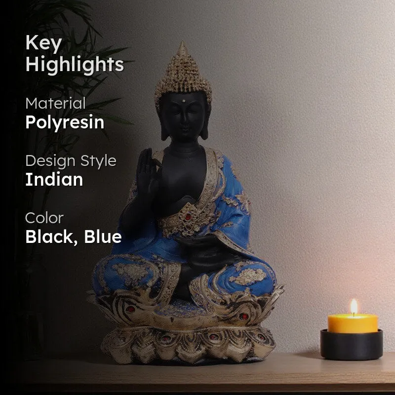 Solace Buddha Polyresin Idol (12 inches) - Blue media 2