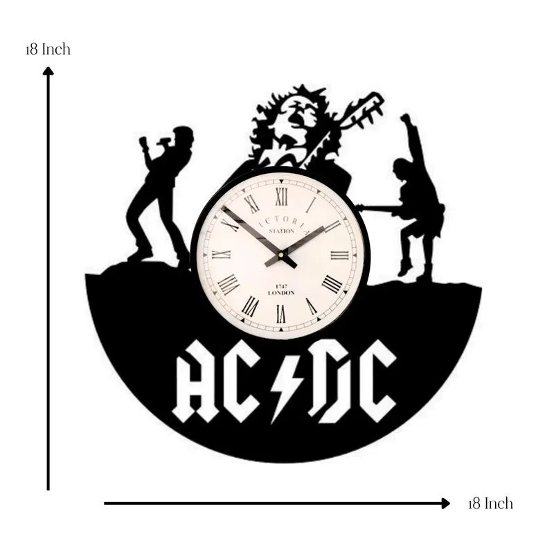AC DC Steel Analog Wall Clock - Black media 7