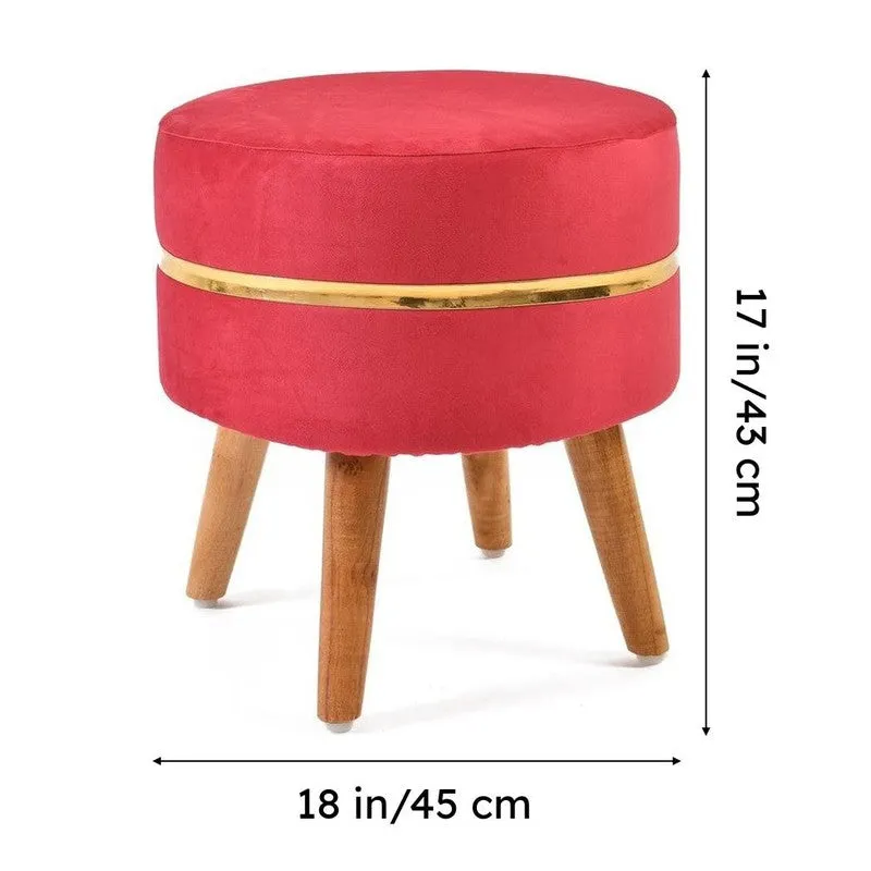 Classic Solid Velvet Ottoman - Red media 8