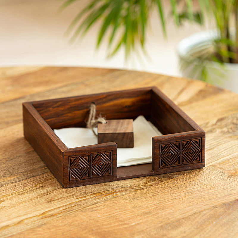 Iza Sheesham Wood Tissue Holder
