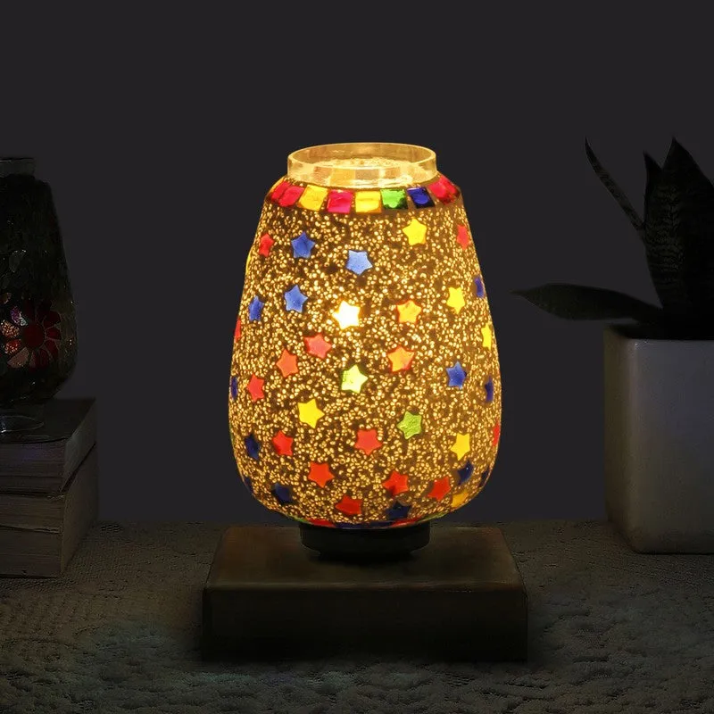 Velora Glass Table Lamp With Wooden Base - Multicolor media 1