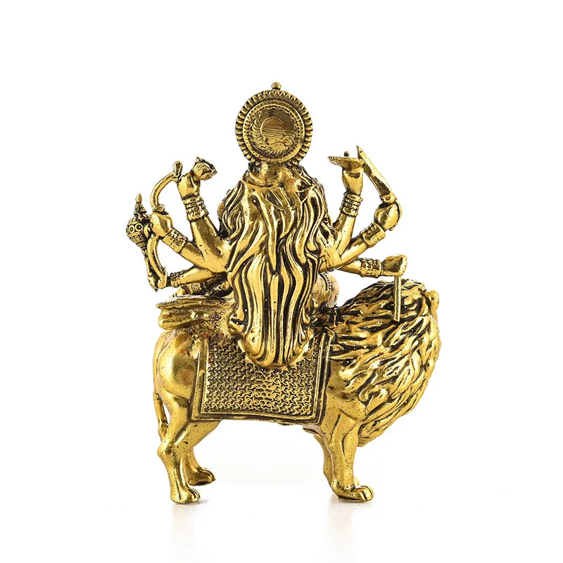 Divine Durga Brass Idol - Gold media 5