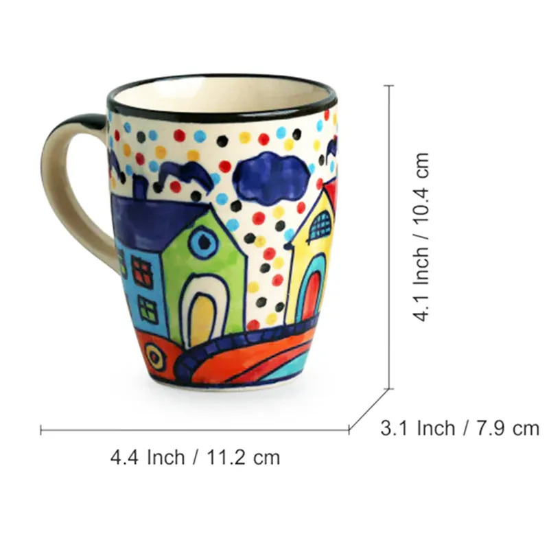 Coastal Cottage Handpainted Ceramic Coffee Mug With Tray (270 ML) - Three Piece Set media 7