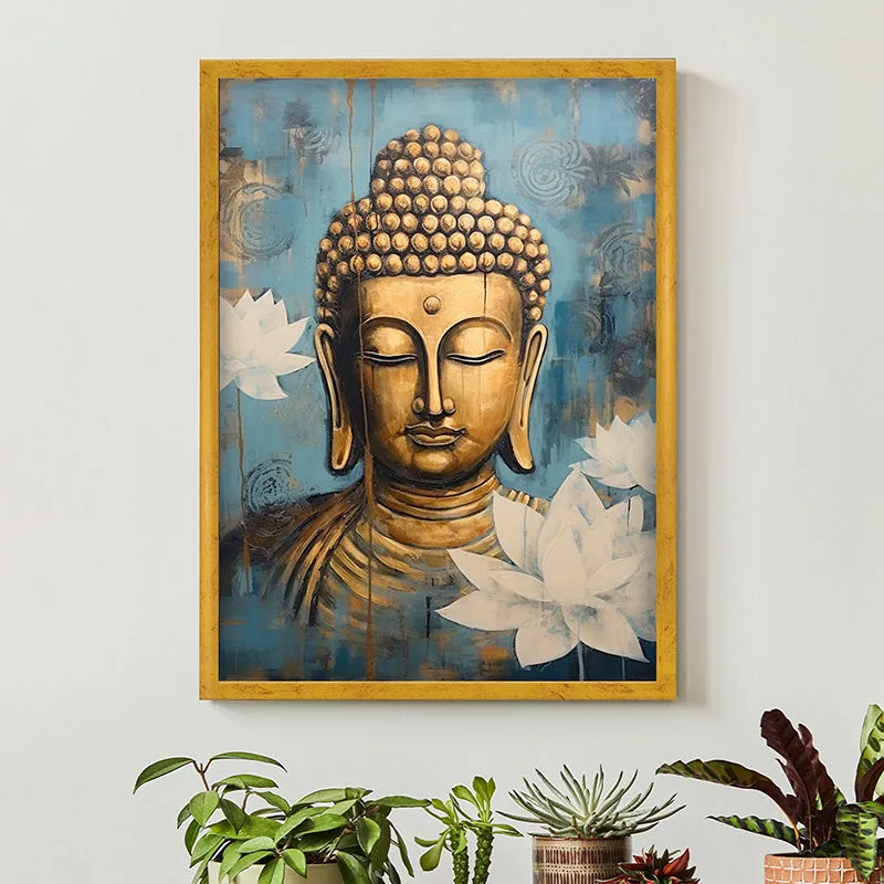 White Lotus Buddha Wall Painting media 1