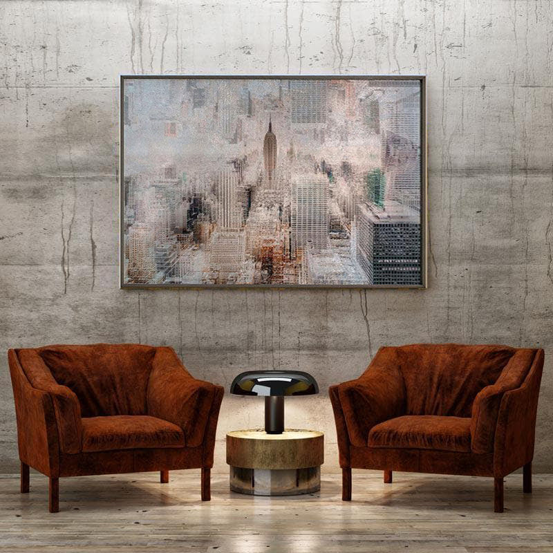 Manhattan at Dusk Canvas Painting - Black Frame media 4