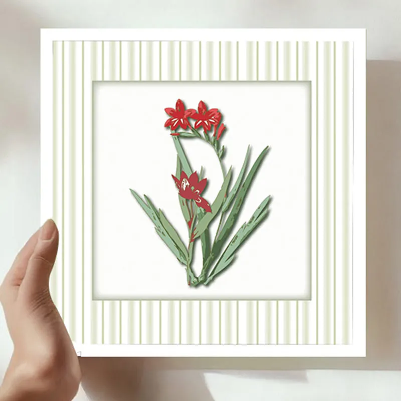 Stems & Scarlet Wall Art with White Frame media 1
