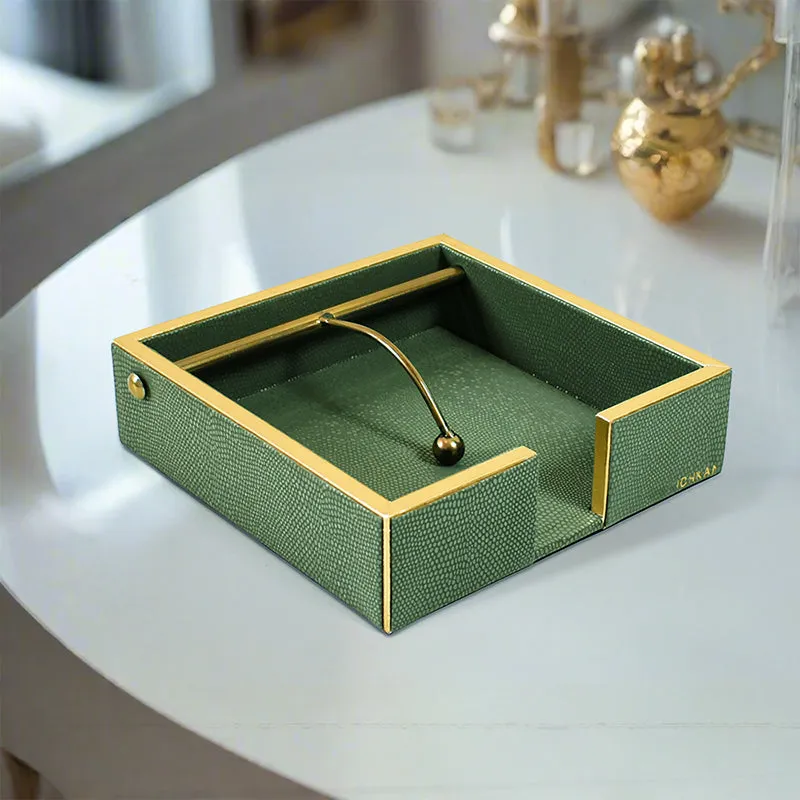 Tisquo Faux Leather Tissue Holder - Olive Green media 1