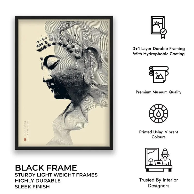 Buddha In Grace Archival Paper Wall Painting With Black Frame media 9