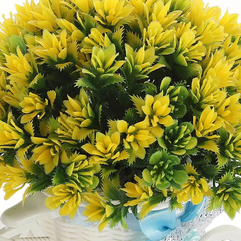 Faux Yellow Leaf Plant On Mini Cycle Rikshaw media 4