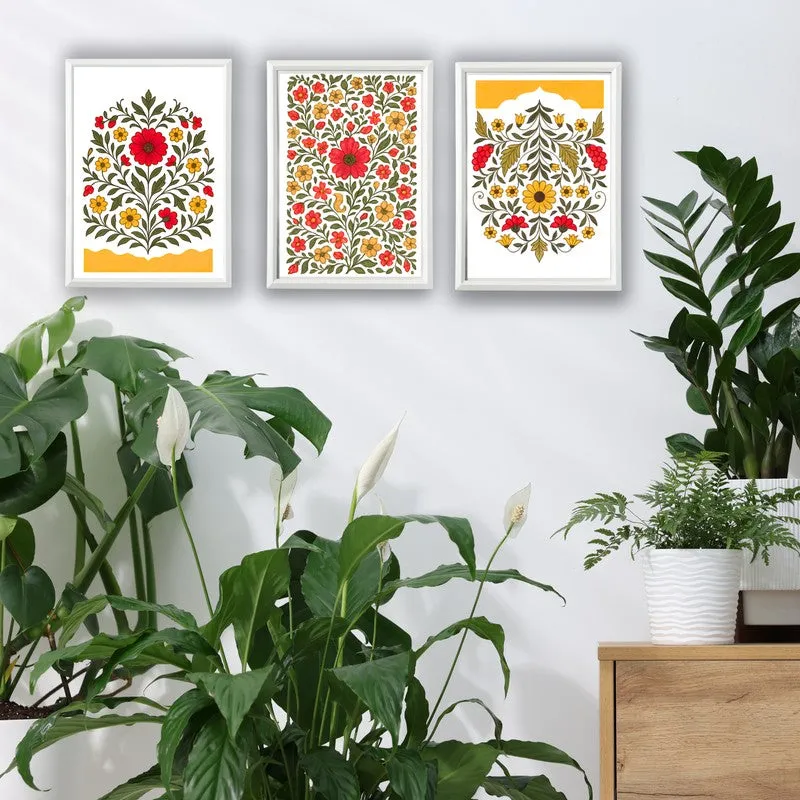 Indigo Garden Paper Wall Painting With Frame - White media 5
