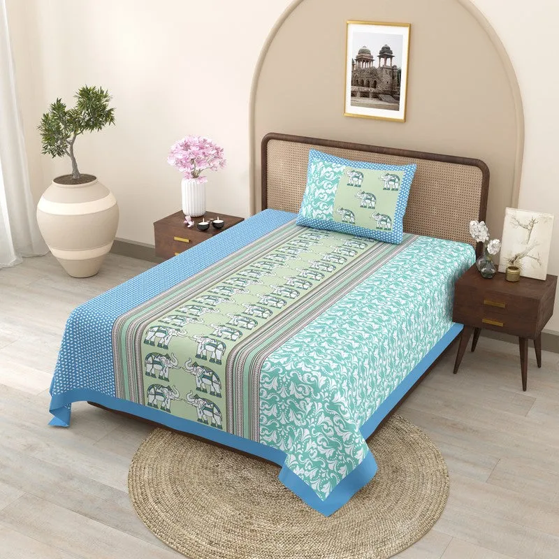 EliteDream Cotton Bedsheet (Blue) - 180 TC media 1
