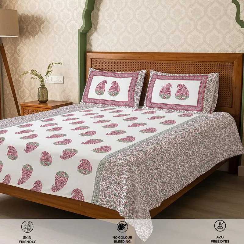 Urban Space Classic Minimal Cotton Bedsheet (Rose Pink) - 300 TC media 5