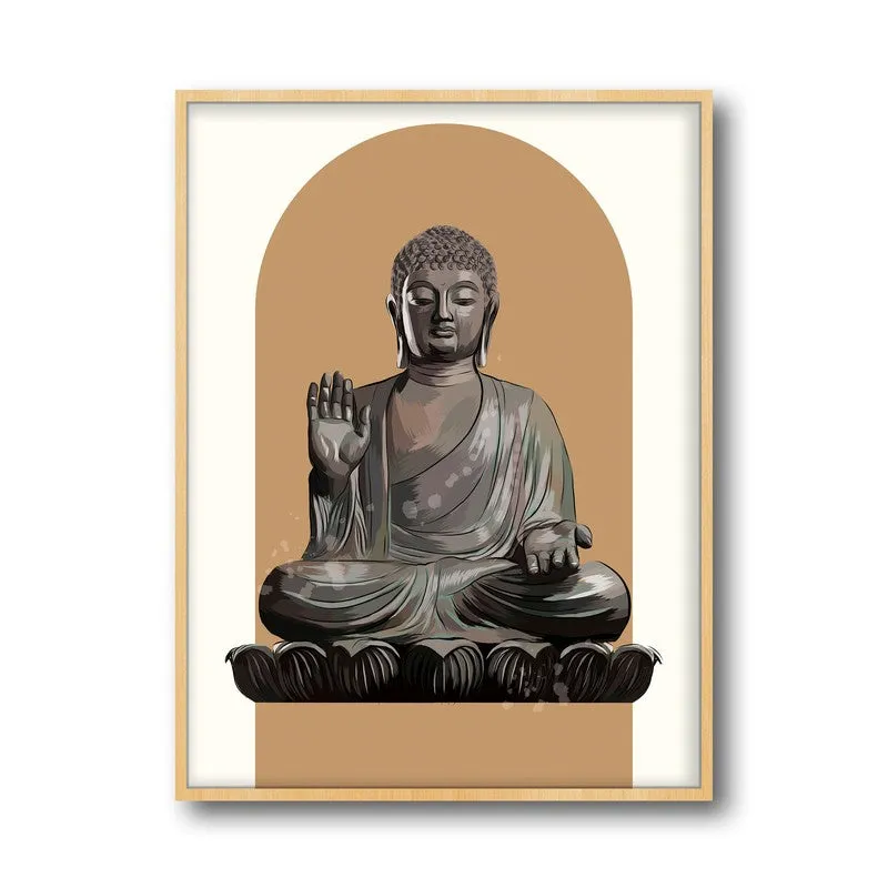 Palm Of Peace Archival Paper Wall Art - Natural Brown Frame media 5