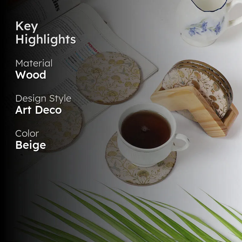 Blossom Glow Wooden Coasters with Stand - Seven Piece Set media 2