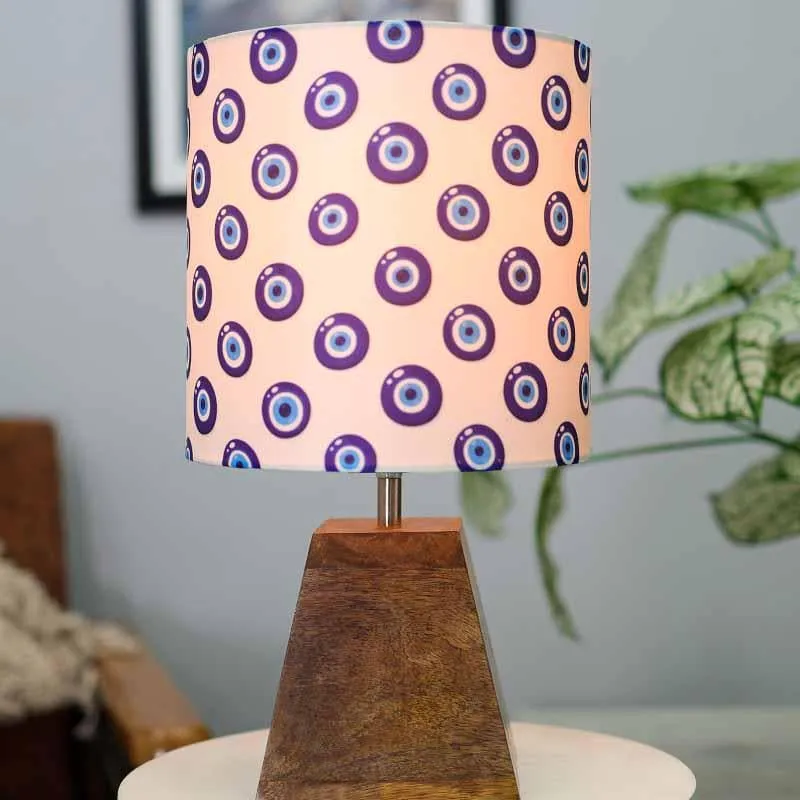 Semi Pyramid Eye Fabric Table Lamp - Purple,Brown media 4