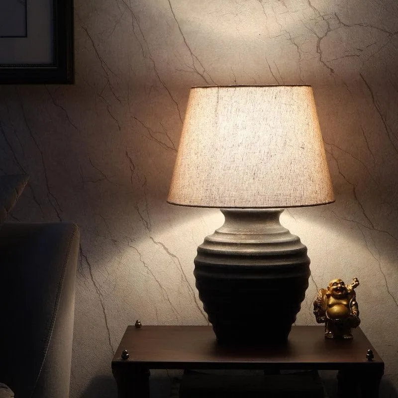 Mishuna Palmer Fabric Table Lamp - Beige,Black media 1