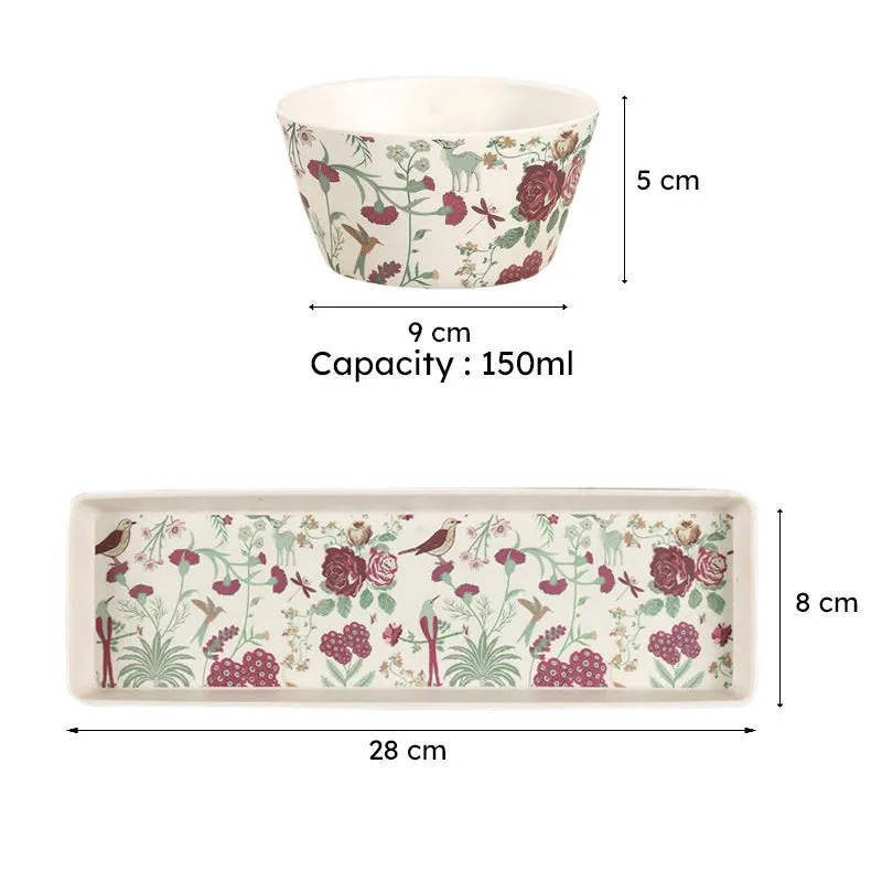 India Circus Minuet Bone China Snack Bowl With Tray (150 mL) - Four Piece Set media 7