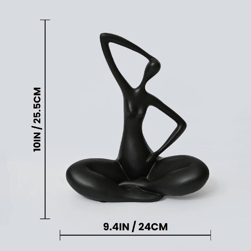 Meditative Pose Decorative Sculpture - Black media 6