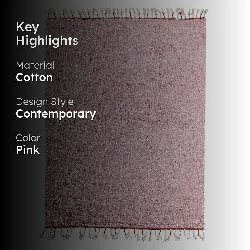 Serene Soft Tufted Cotton Area Rug - Mauve media 2