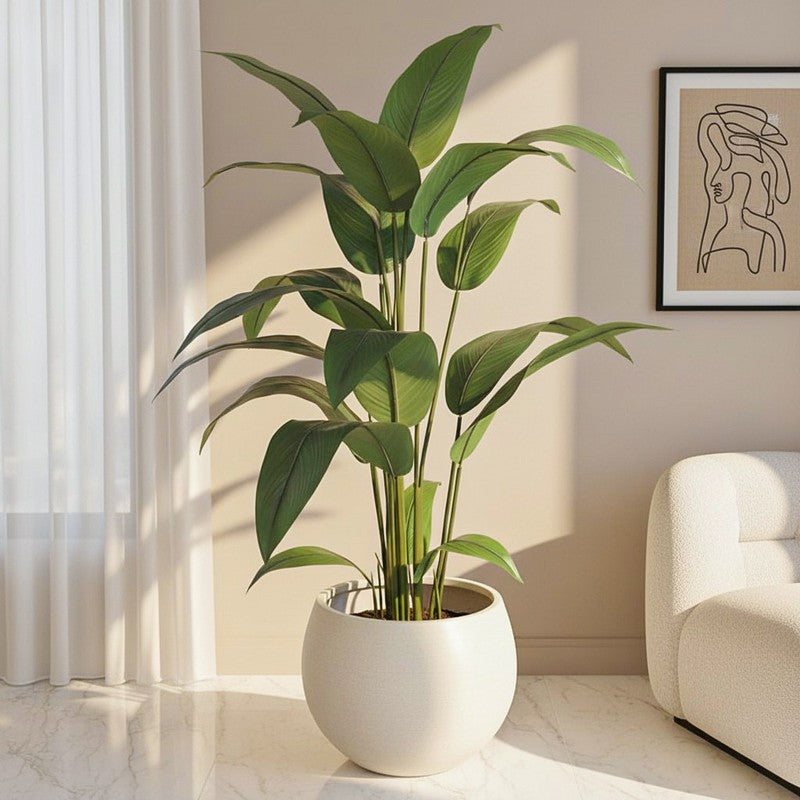 Exotic Bird of Paradise Artificial Plant With Black Plastic Pot